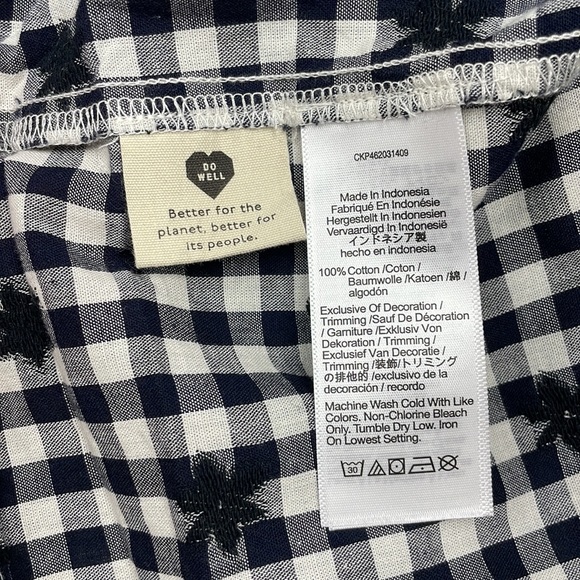 NWT Madewell Gingham Print Ruffle Hem Tent Midi Dress Preppy Black White Size 10 - Picture 13 of 14